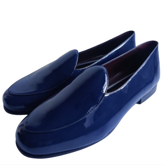 MICHAEL ANDREWS Men’s Blue Patent Belgian Slipper Loafers Sz 11 Shoes Old Money - Picture 1 of 13